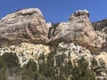 Limestone rock formation with pine tress. Southern Utah Royalty Free Stock Photo