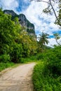 Limestone rock near the Railay beach, Thailand. Krabi province. Exotic tourist destination Royalty Free Stock Photo