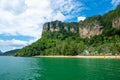 Limestone rock near the Railay beach, Thailand. Krabi province. Exotic tourist destination Royalty Free Stock Photo