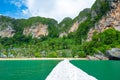 Limestone rock near the Railay beach, Thailand. Krabi province. Exotic tourist destination Royalty Free Stock Photo