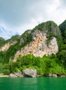 Limestone rock near the Railay beach, Thailand. Krabi province. Exotic tourist destination Royalty Free Stock Photo