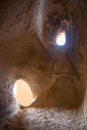 Limestone rock with tunneled hole Tunnel through the Limestone Western Australia