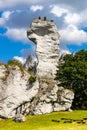 Limestone rocks surrounding medieval Ogrodzieniec Castle, in Podzamcze village in Silesia region of Poland Royalty Free Stock Photo