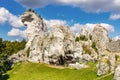 Limestone rocks surrounding medieval Ogrodzieniec Castle in Podzamcze village in Silesia region of Poland Royalty Free Stock Photo