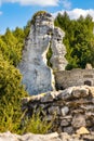 Limestone rocks surrounding medieval Ogrodzieniec Castle in Podzamcze village in Silesia region of Poland Royalty Free Stock Photo