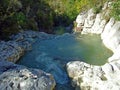 Limestone rocks and the upper course of the Mirna River in the village of Kotli - Buzet, Croatia / Vapnenacke stijene i gornji tok