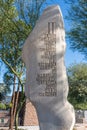 limestone sculpture by Kincannon Studios is engraved with the second amendment