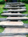 Limestone stairs, Stone steps in garden.