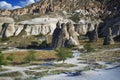 Limestone and tuff rock formations in Cappadocia Royalty Free Stock Photo