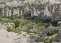 Limestone valley in Cappadocia