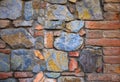 Full frame image of the old beige brick wall. For background, poster, loft style, texture, plenty place for text. Royalty Free Stock Photo