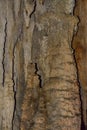 Limestone wall in a cave covered with dripstone ,Cheow Lan lake,Thailand