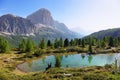 Limides Lake and Mount Lagazuoi, Dolomites Royalty Free Stock Photo