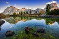 Limides Lake and Mount Lagazuoi, Dolomites Royalty Free Stock Photo