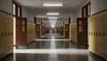 Empty School Hallway with Lockers and. Royalty Free Stock Photo