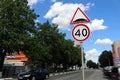 The limit sign speed limit 40 sign of the hump Royalty Free Stock Photo