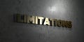 Limitations - Gold text on black background - 3D rendered royalty free stock picture