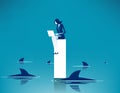 Limitations and risks of work. Concept business vector illustration, Challenge, Surrounded shark, Danger Royalty Free Stock Photo