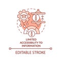 Limited accessibility to information terracotta concept icon