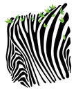 Limited background with the image of strips of zebra with green leaves. Spring in the savannah. Ornamental symbolic forest. Vector Royalty Free Stock Photo