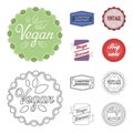 Limited edition, vintage, mega discont, dig sale.Label,set collection icons in cartoon,outline style vector symbol stock Royalty Free Stock Photo