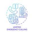 Limited emergency calling blue gradient concept icon