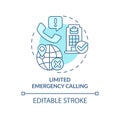 Limited emergency calling turquoise concept icon