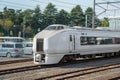 The limited express train Kusatsu at Katsuta station Royalty Free Stock Photo