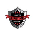 Limited Lifetime Warranty Sign Silver Shield Seal Isolated Royalty Free Stock Photo