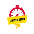 Limited offer banner. Banner icon. Limited offer stopwatch. Icon with limited offer stopwatch for promo design. Time symbol Royalty Free Stock Photo