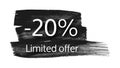 Limited offer banner on black brush stroke Royalty Free Stock Photo