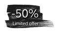 Limited offer banner on black brush stroke Royalty Free Stock Photo