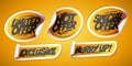 Limited offer, hot and special offer, exclusive, hurry up stickers set templates