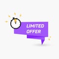 Limited offer icon with time countdown. Super promo label with alarm clock and word. Last offer banner for sale Royalty Free Stock Photo