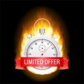 Limited Offer Labels. Alarm clock countdown logo. Limited time offer badge. Vector stock illustration Royalty Free Stock Photo