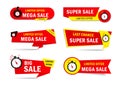 Limited offer sale tags with clock, time. Special discount price badge for promotion, retail, shop. Sticker, promo label, ribbon,