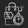 Limited-time offer chalk white icon on black background Royalty Free Stock Photo