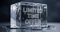 Limited Time Offer Engraved in Melting Ice Cube on Dark Surface Royalty Free Stock Photo