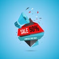 Limited time sale web banner template. Shopping half price discount for customers promotional flat vector poster layout