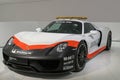 The Porsche 918 Spyder super sports car accelerates from 0 to 100 km h in 2.6 seconds. Porsche Museum Stuttgart, Germany