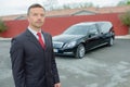 limo driver looking at camera Royalty Free Stock Photo