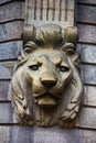 Medallions of lions fountain in the city Royalty Free Stock Photo