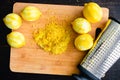Lemon Zest on a Bamboo Cutting Board Royalty Free Stock Photo