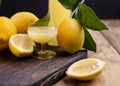 Limoncello in a bottle and a small shot with liquor. The traditi Royalty Free Stock Photo