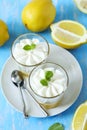 Limoncello - italian Dessert. Lemon Cheesecake Mousse. Royalty Free Stock Photo