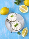 Limoncello - italian Dessert. Lemon Cheesecake Mousse. Royalty Free Stock Photo