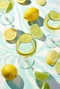 Limoncello table lemon fresh beverage cocktail drink mint glass healthy cold summer refreshing lemonade