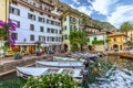 Limone, Italy - July 18, 2021: Coastal scenic town of Limone in lake Garda, Italy Royalty Free Stock Photo