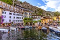 Limone, Italy - July 18, 2021: Coastal scenic town of Limone in lake Garda, Italy Royalty Free Stock Photo