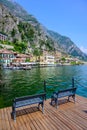 Limone sul Garda - harbour village at Lake Garda with beautiful mountain scenery, Italy - travel destination Royalty Free Stock Photo
